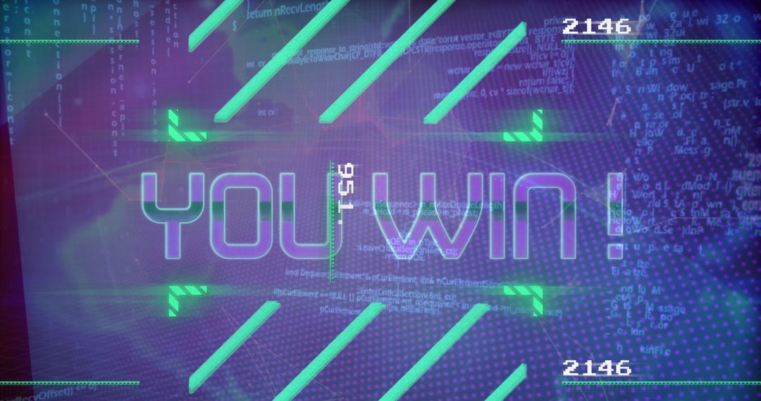 Futuristic Computer Screen with 'You Win' Message