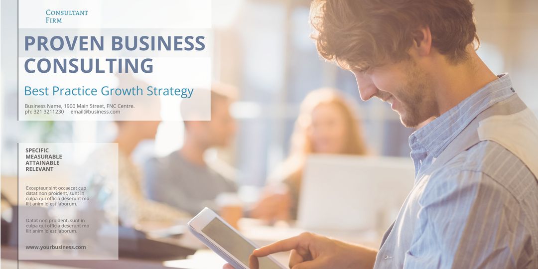 Professional Business Consulting with Focused Businessman Using Tablet