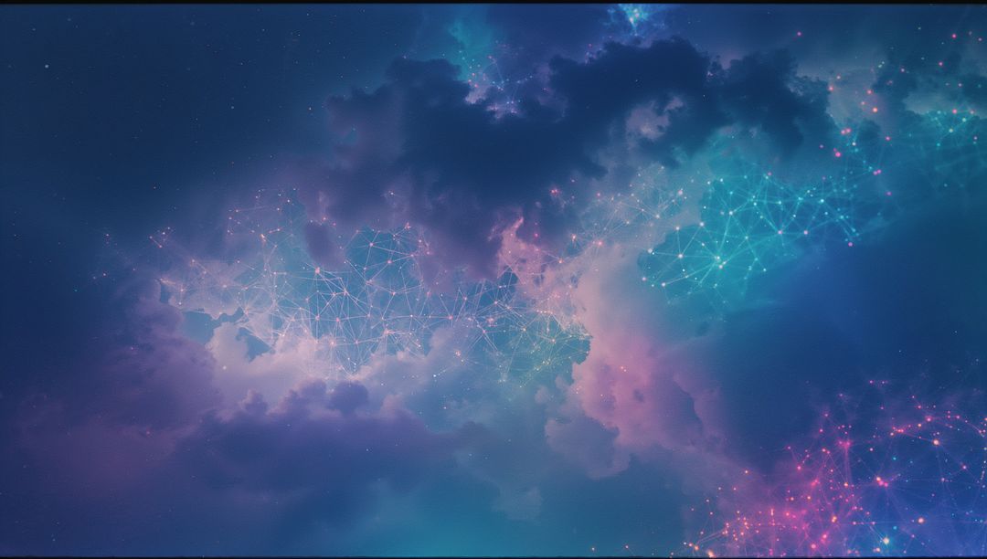 Futuristic Cosmic Nebula with Glowing Network