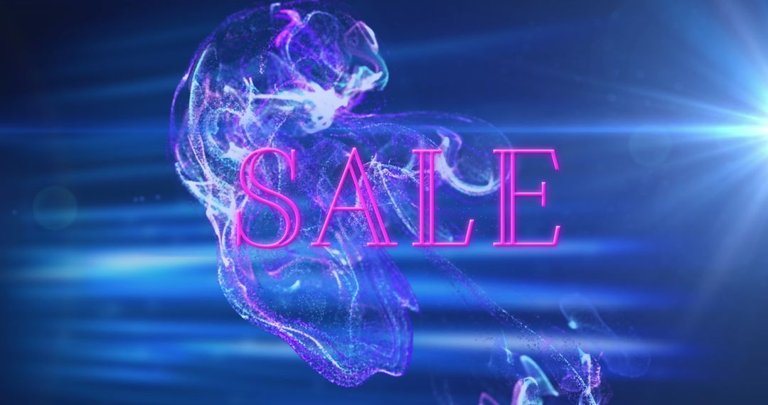 Neon Pink Sale Banner with Digital Waves and Light Effect
