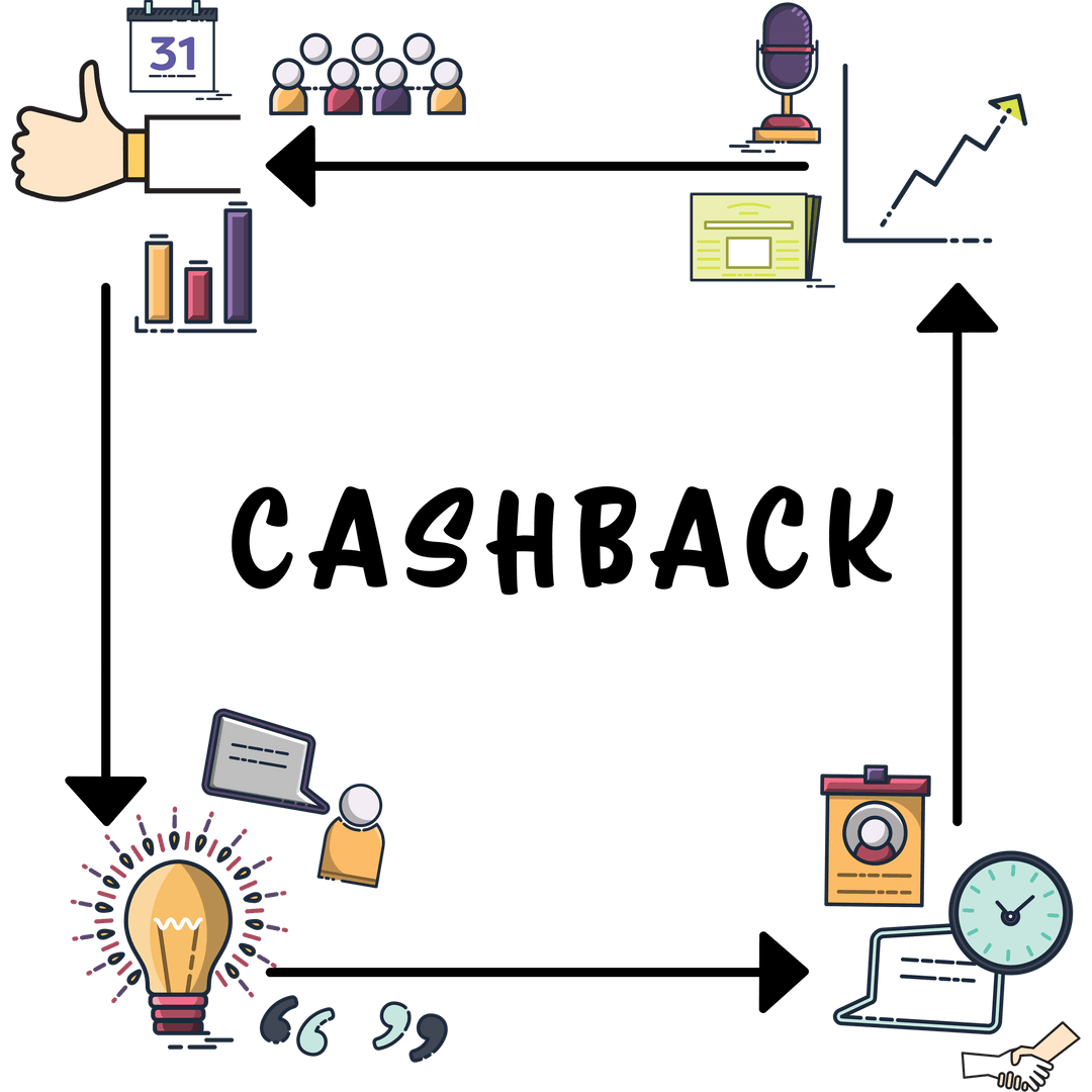 Transparent Business Icons with Cashback Concept Design