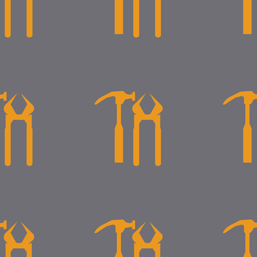 Seamless Vector Pattern of Orange Tools on Transparent Background