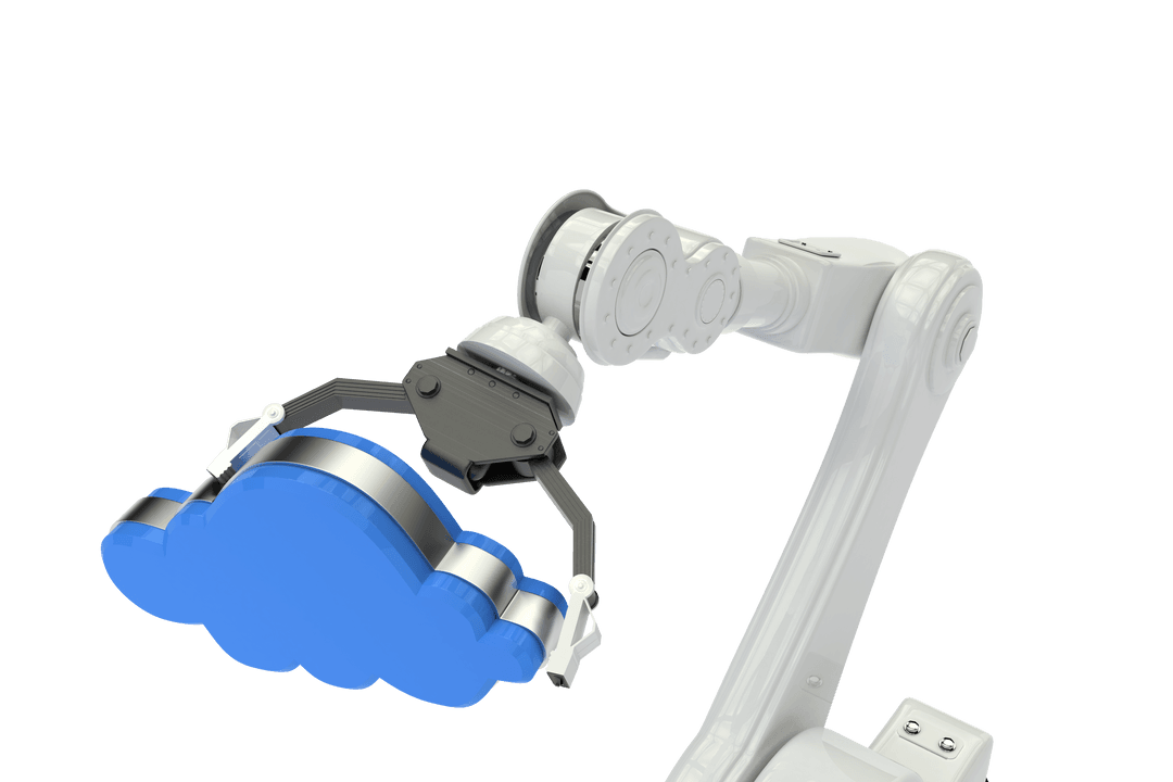 Robotic Hand Grasping Transparent Cloud Icon