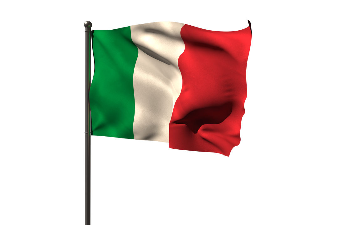 Transparent Italian Flag Waving Isolated on Pole - Download Free Stock Images Pikwizard.com