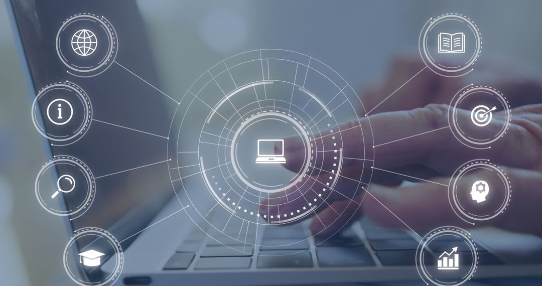 Digital Learning Interface with Technology and Education Icons