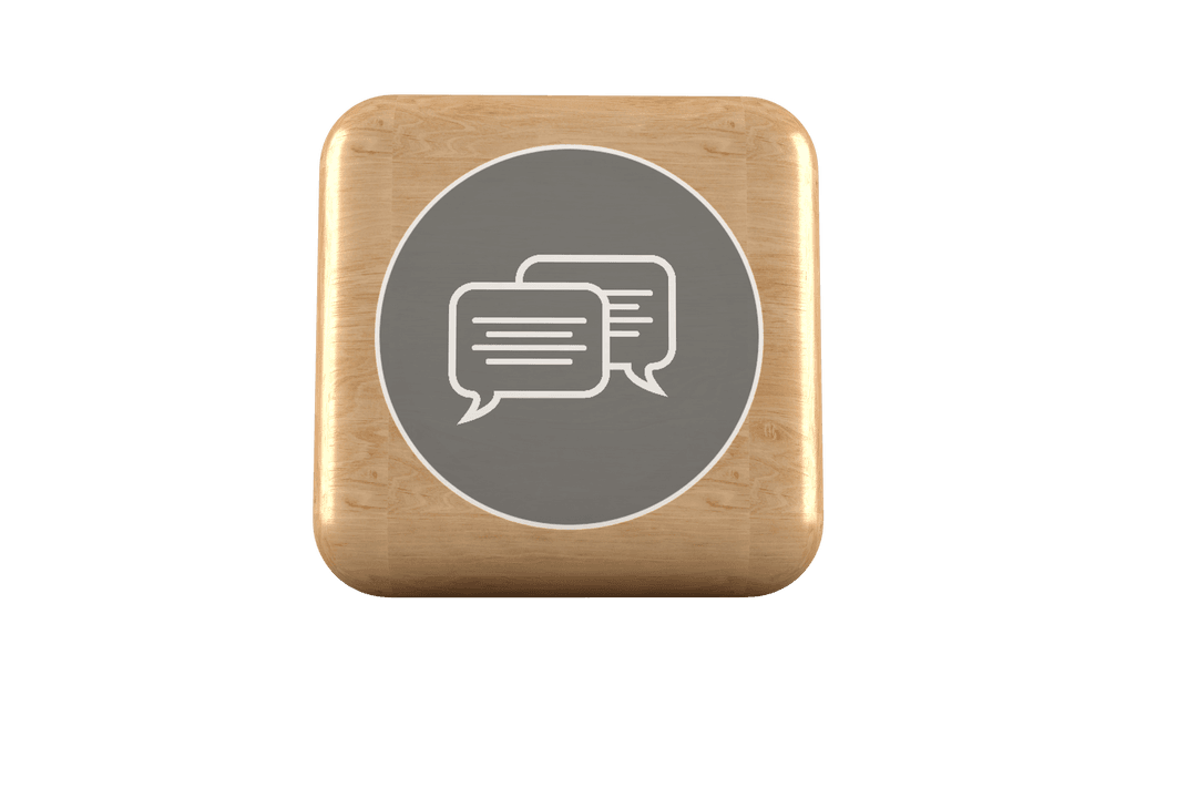 Wooden Block with Speech Bubbles Icon on Transparent Background