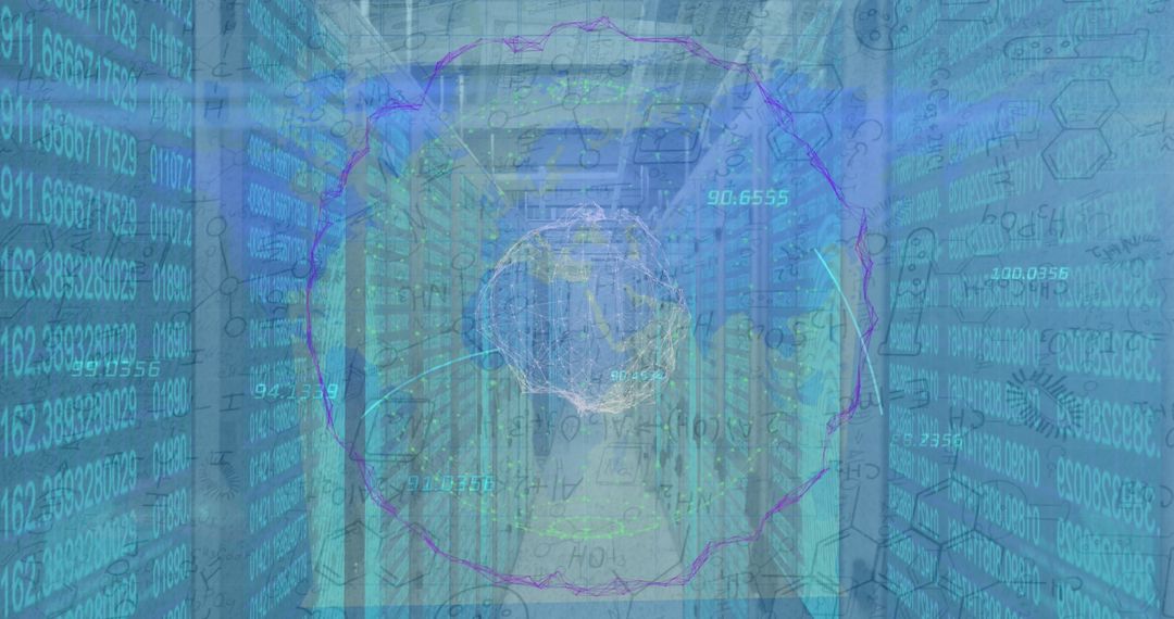 Futuristic Data Center with AI and Digital Connections