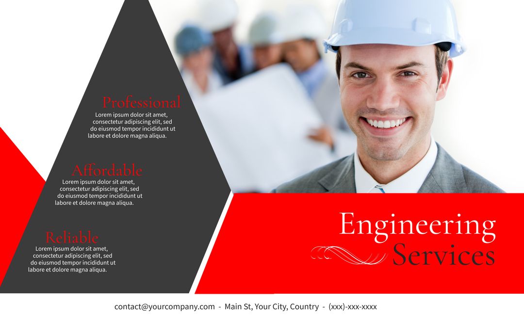 Smiling Engineer in Hard Hat Promoting Trust in Construction Services - Download Free Stock Templates Pikwizard.com