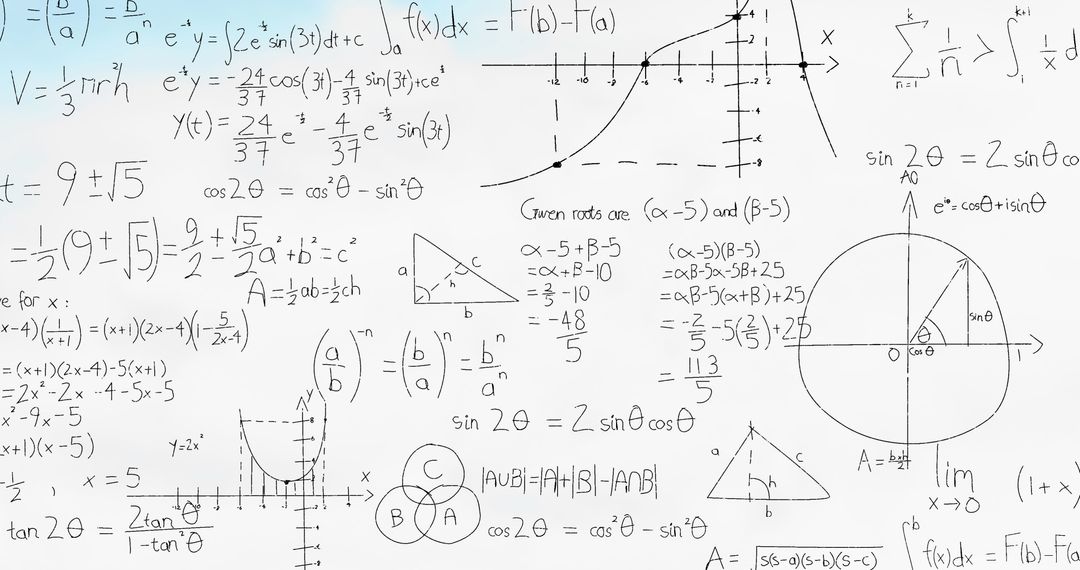 Math Equations and Graphs on White Background