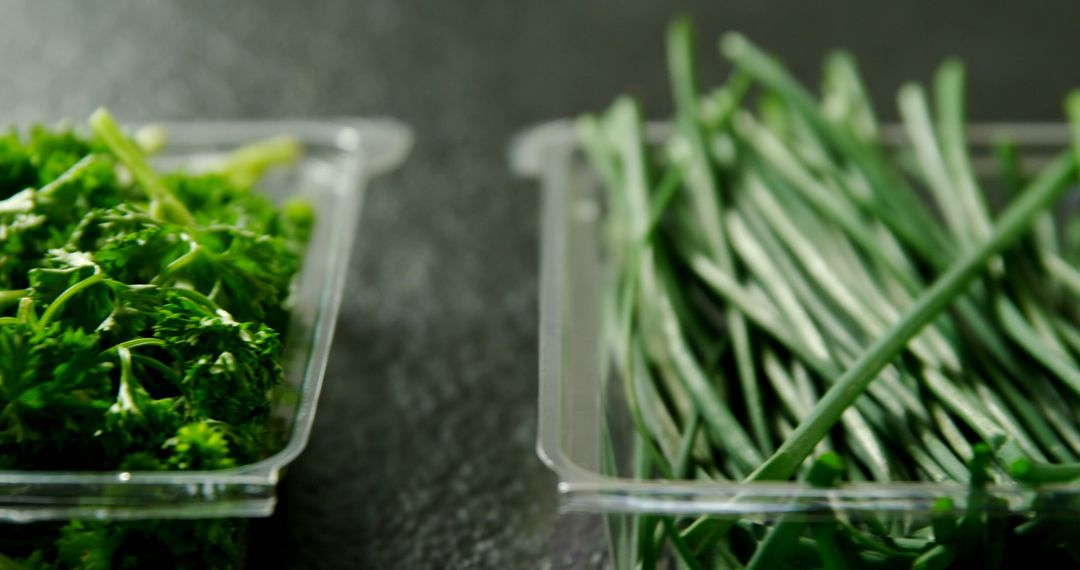 Fresh Chopped Parsley and Chives in Plastic Containers - Free Images, Stock Photos and Pictures on Pikwizard.com