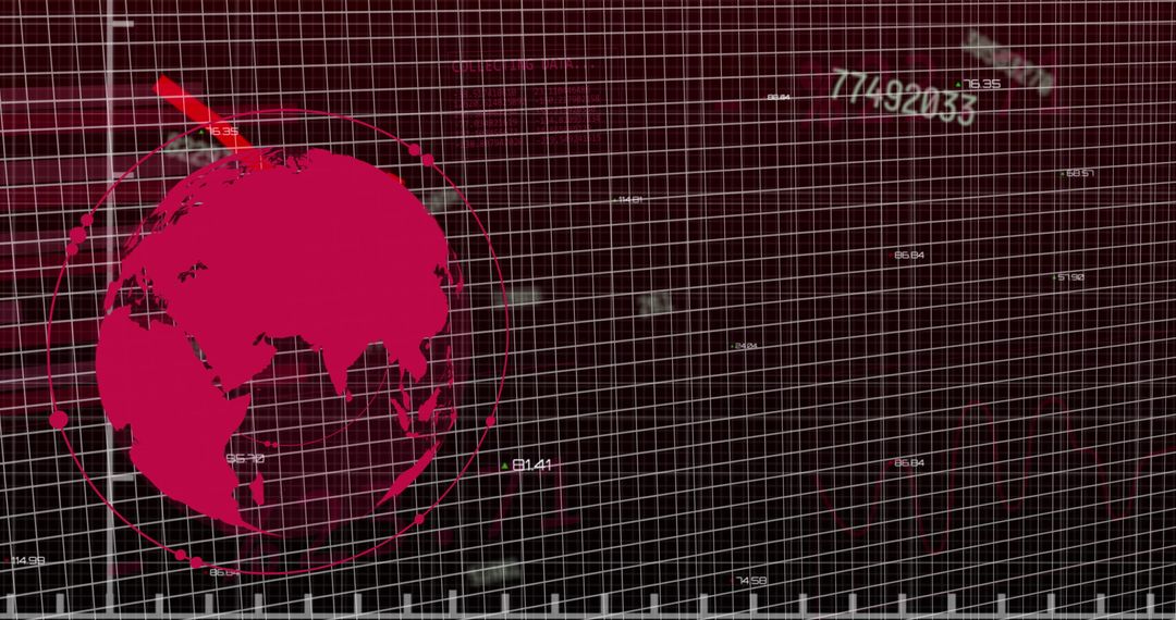 Global Business Data Processing with Red Digital Glitch