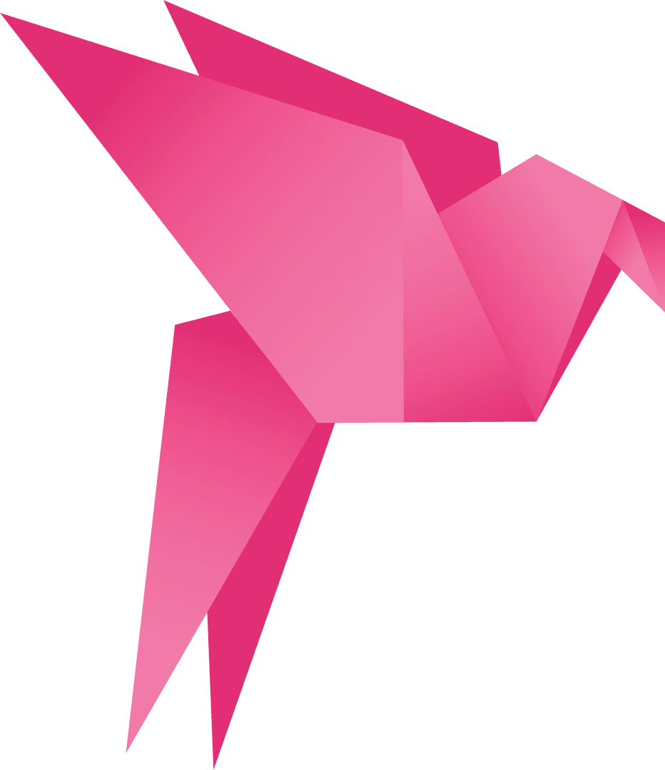 Pink Origami Bird Illustration on Transparent Background