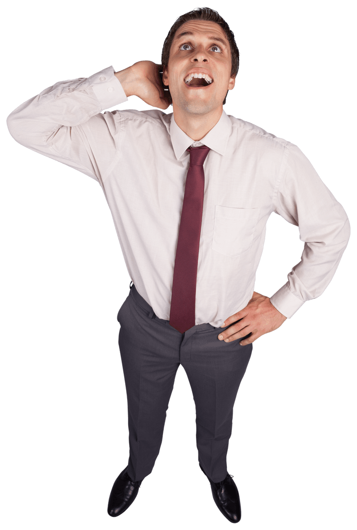 Joyful Businessman in Suit on Transparent Background