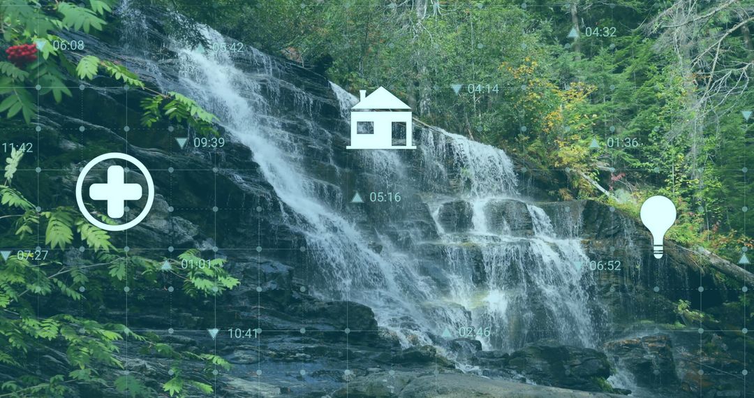 Digital Integration with Nature, Overlay of Futuristic Elements