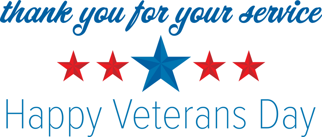 Veterans Day Celebration Message on Transparent Background