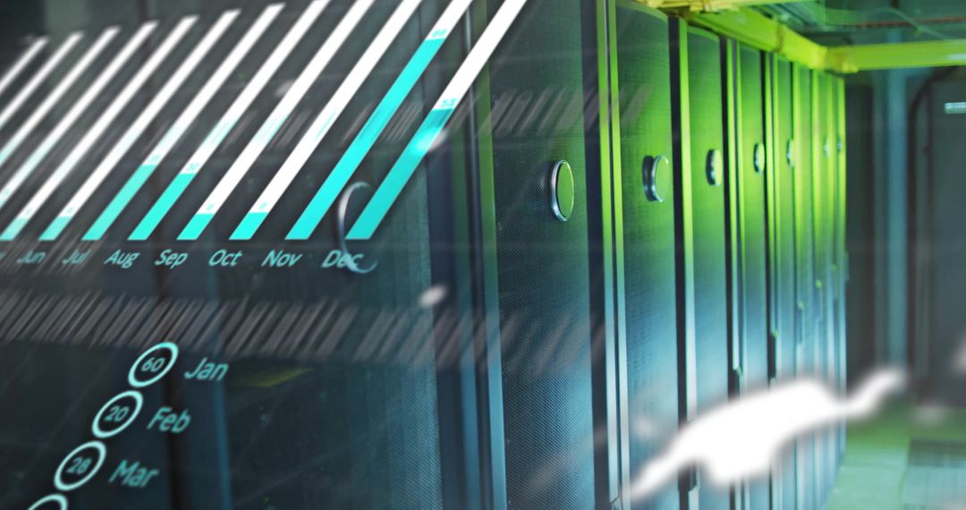 Data Processing Concept Over Server Racks in Data Center