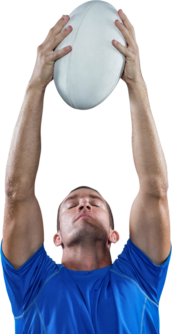 Rugby Player Holding Ball with Focus Eyes Closed Transparent Background - Download Free Stock Images Pikwizard.com