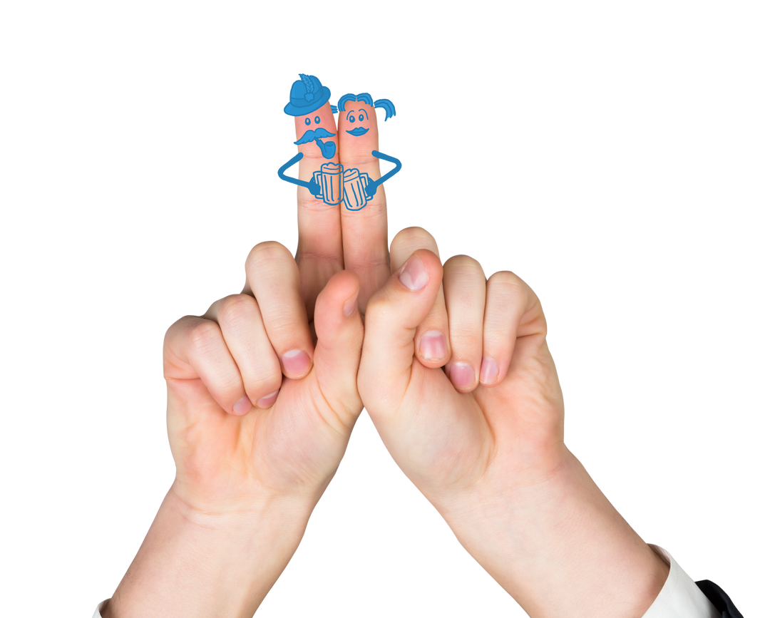 Transparent Two Hands with Cartoon Faces on Fingers - Download Free Stock Images Pikwizard.com