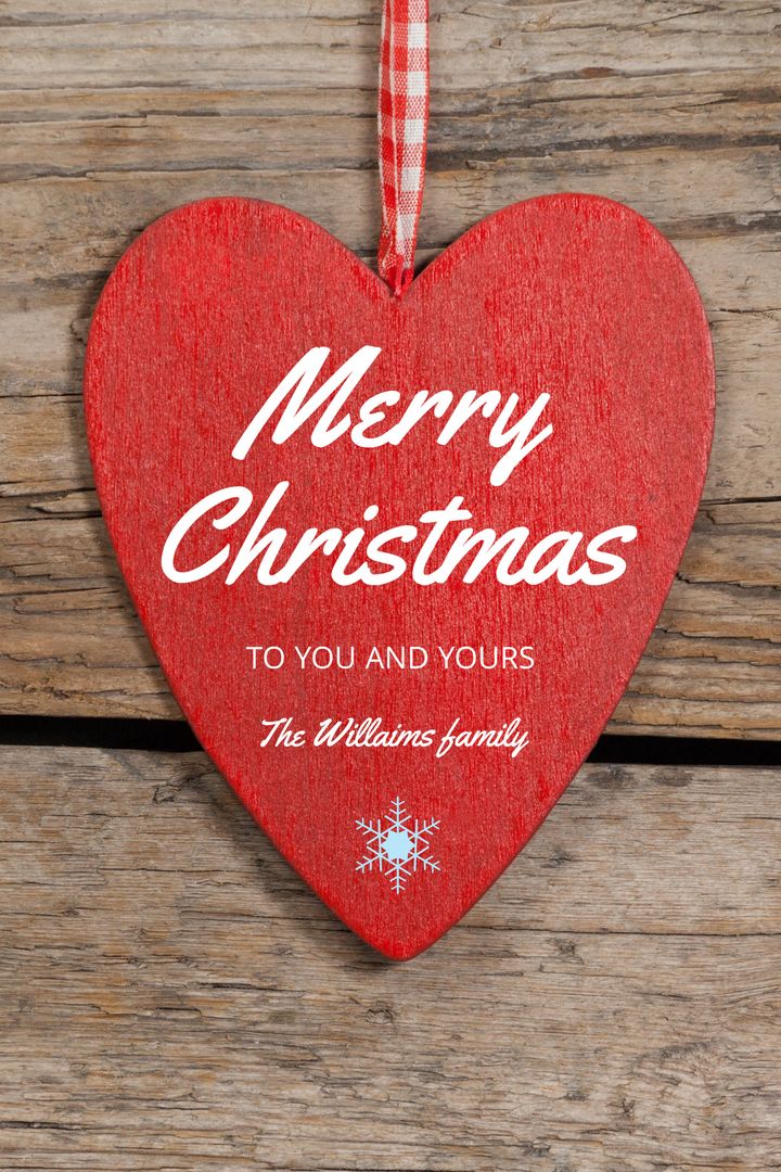 Heart Shaped Christmas Ornament on Rustic Wooden Background