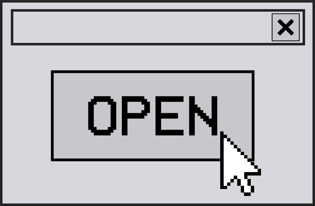 pixel art browser window with open button on transparent background - Download Free Stock Images Pikwizard.com