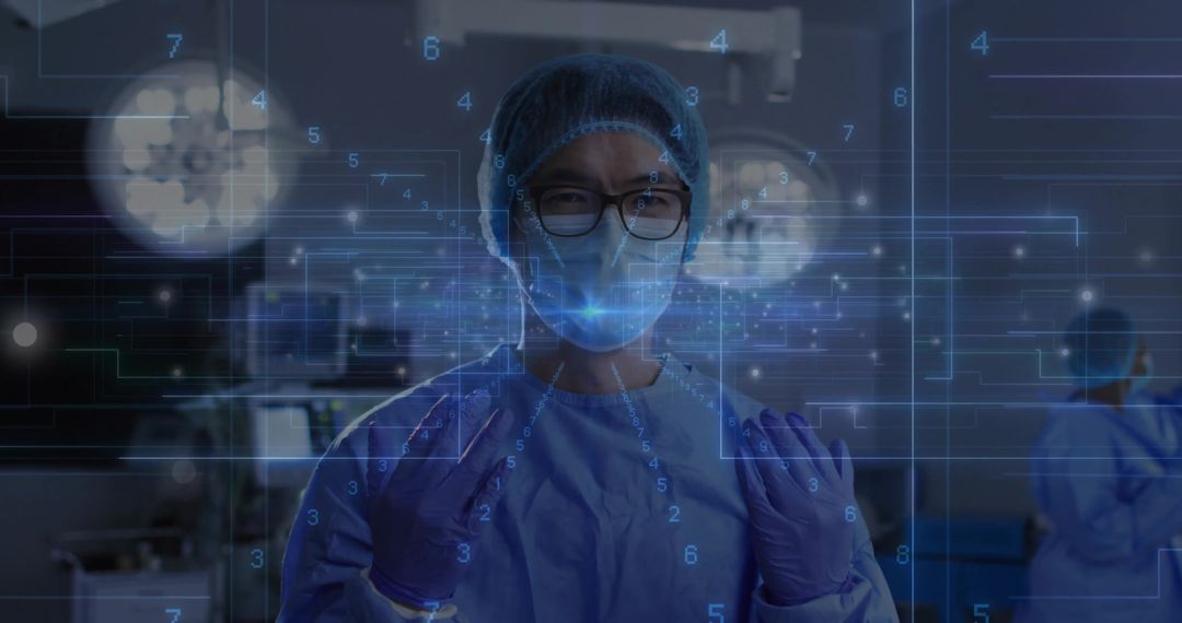 Surgeon Embracing Digital Technology in Innovative Operating Room