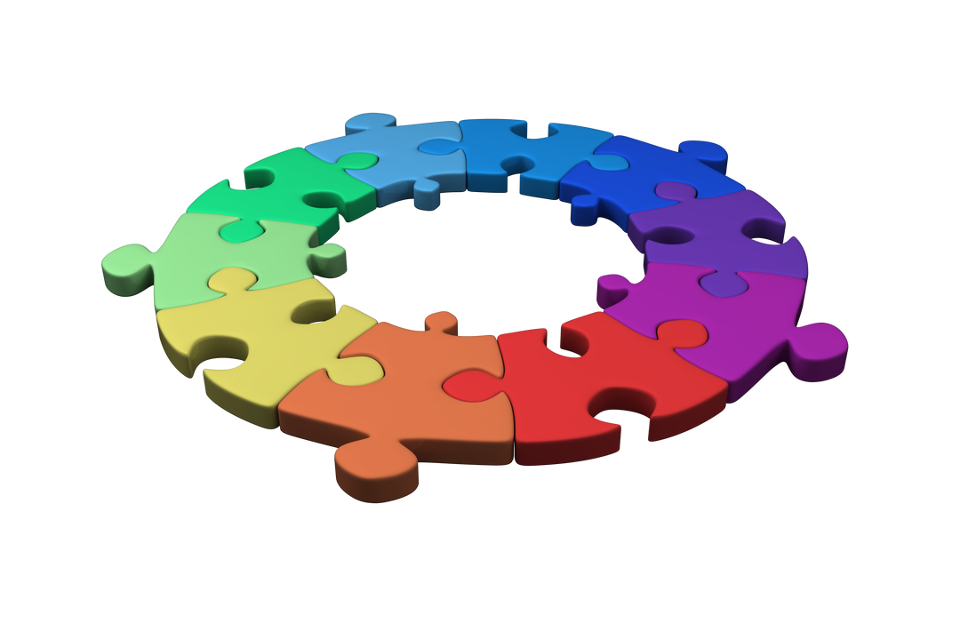 Colourful Puzzle Elements Forming Circle on Transparent Background - Download Free Stock Images Pikwizard.com