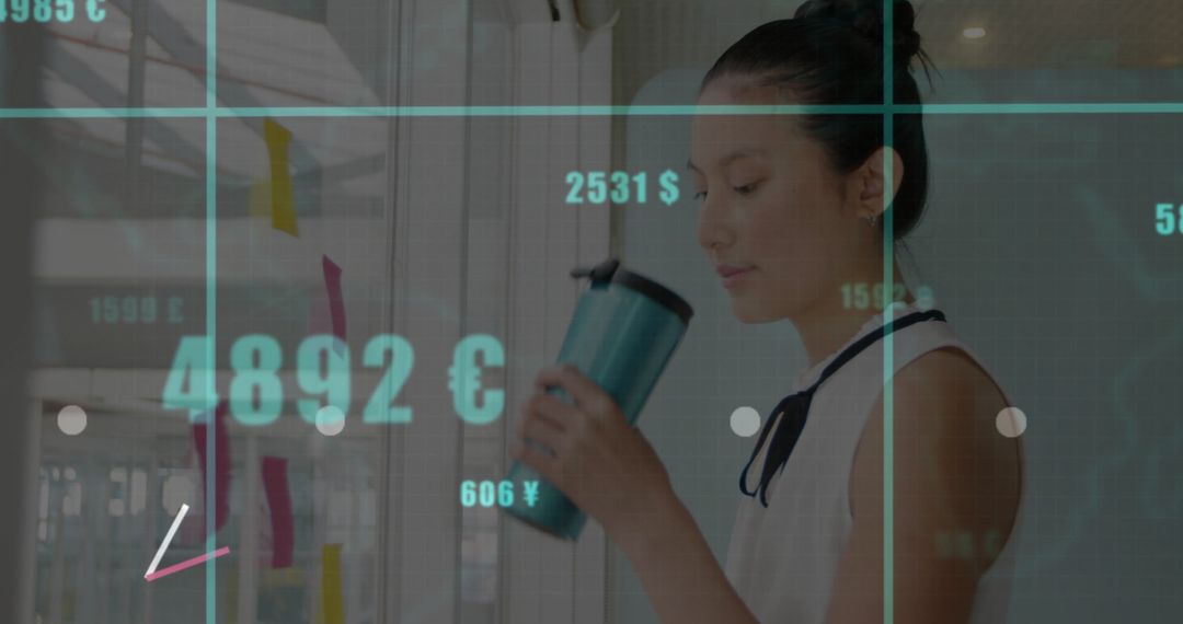 Business Professional Analyzing Currency Exchange Rates in Office