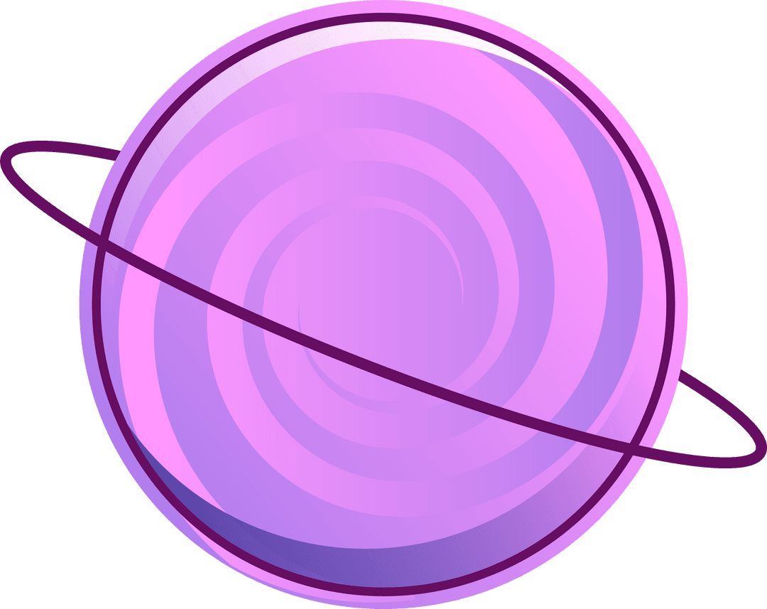 Stylized Ringed Planet with Purple Bands on Transparent Background