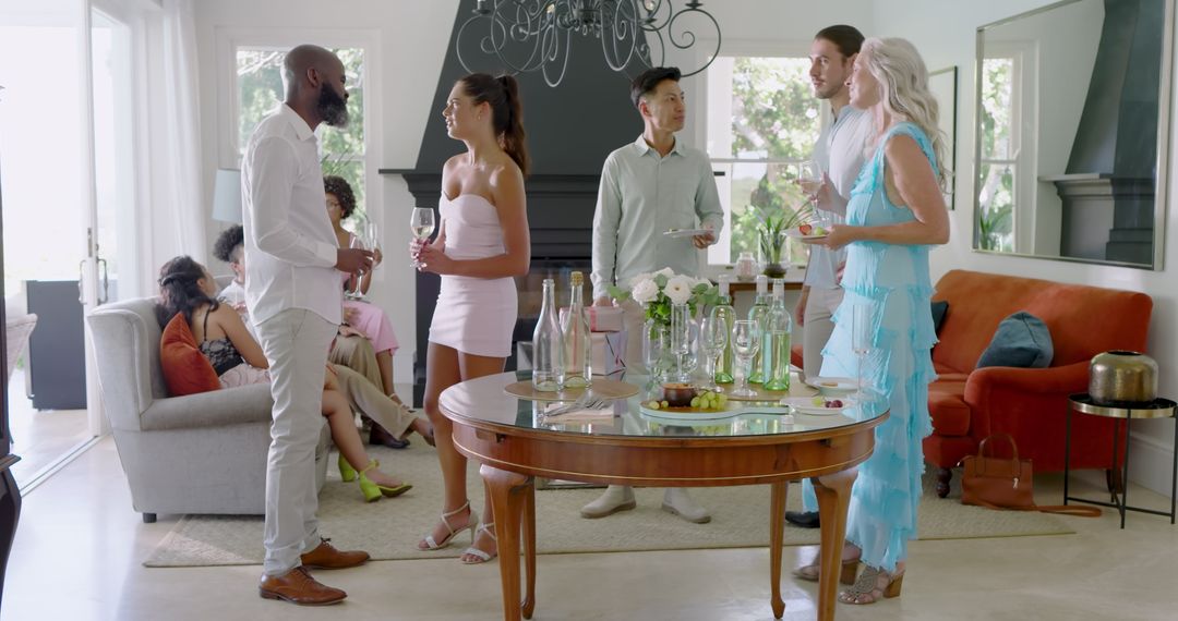 Guests Socializing at Elegant Indoor Wedding Celebration