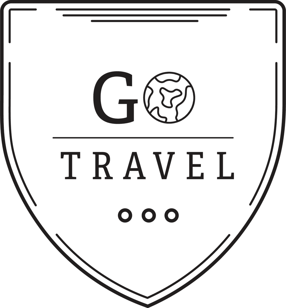 Minimalist Go Travel Badge Design with Globe on Transparent Background