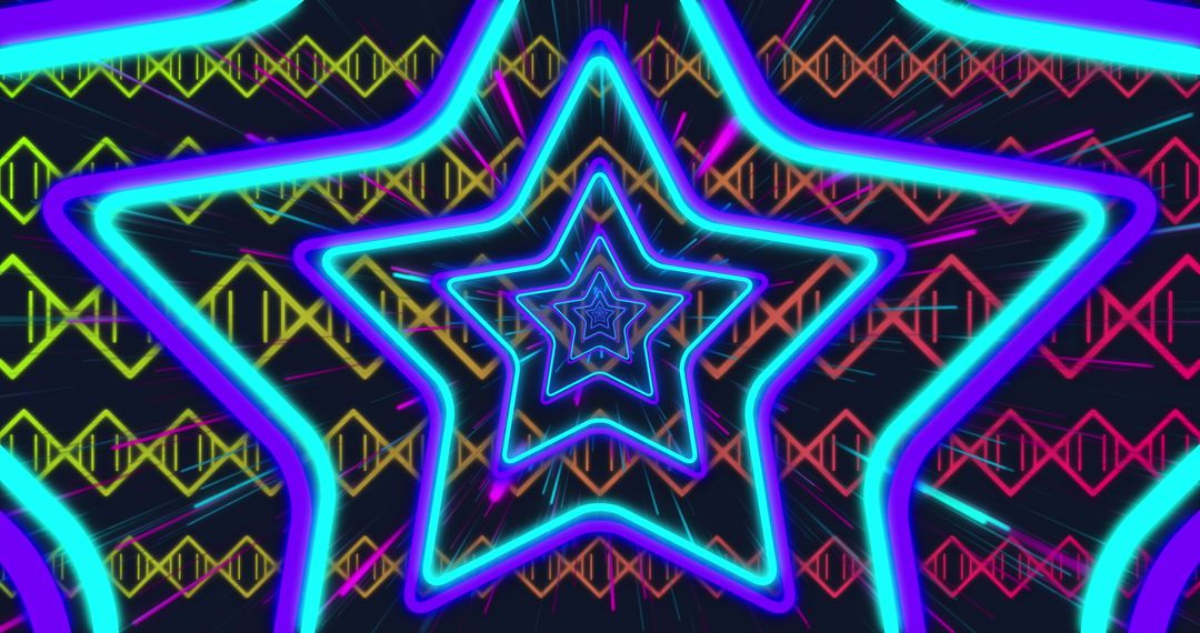 Vibrant Neon Star Patterns with Dynamic Glow