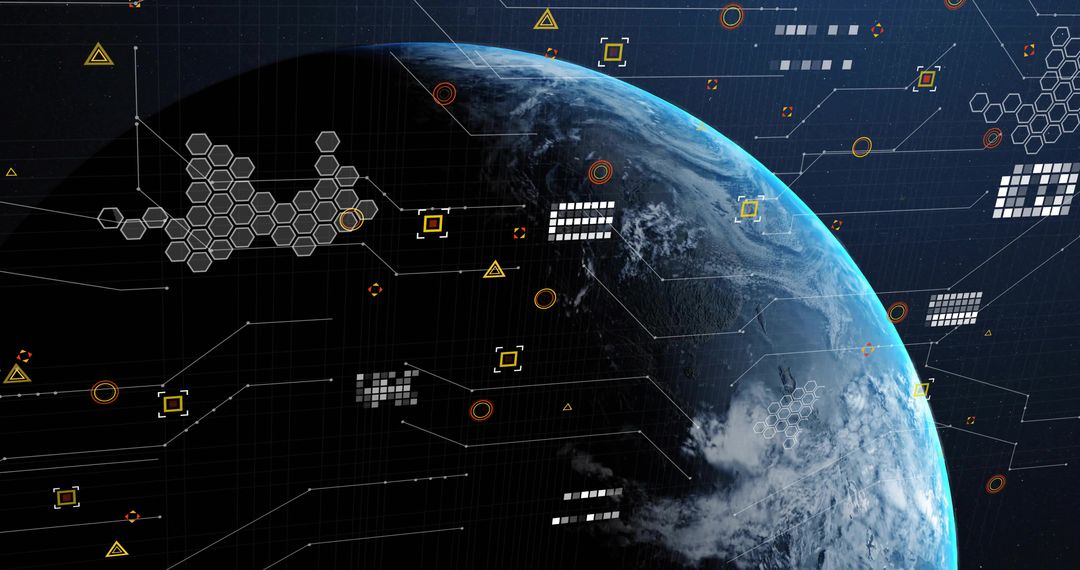 Digital World: Planet Earth Interfacing with Futuristic Data Visualization