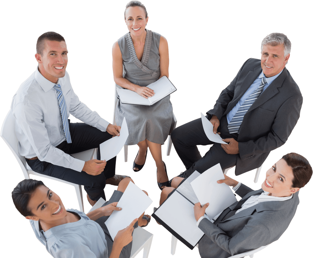 Transparent Professionals Collaborating in Office Meeting