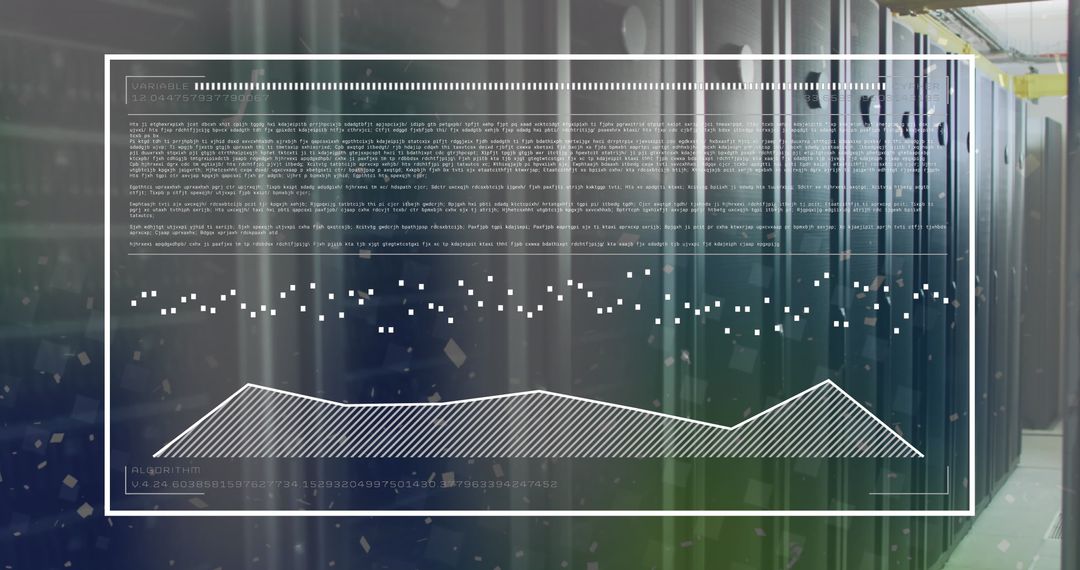 Technology Data Visualization Over Modern Server Room