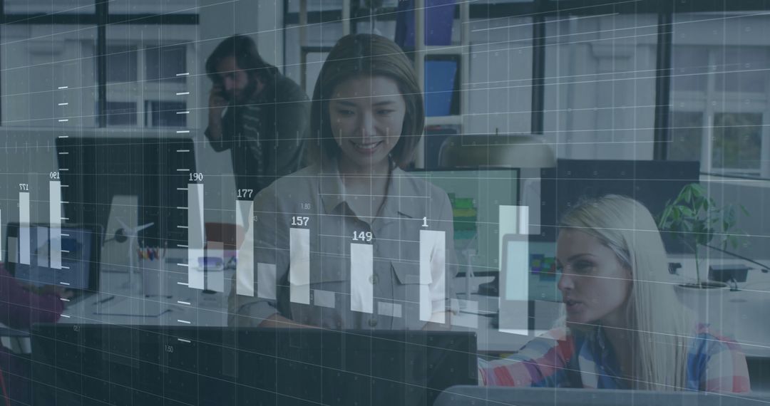 Financial Team Analyzing Data in Modern Office Environment