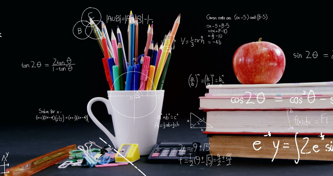 Creative School Concept with Math Equations and Supplies