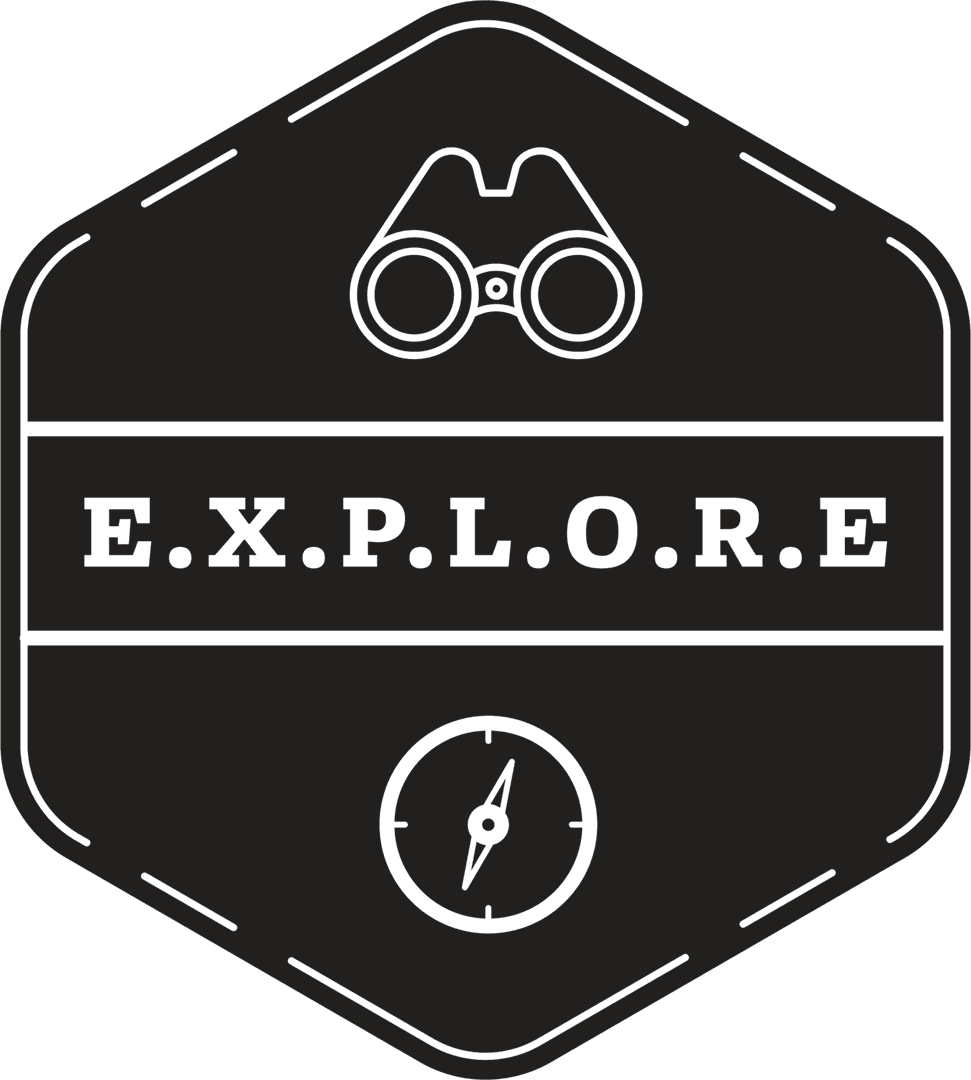 E.X.P.L.O.R.E Logo on Transparent Background Travel and Adventure Concept
