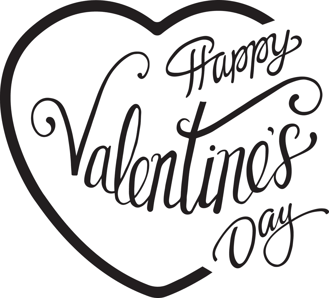 Elegant Happy Valentine's Day Calligraphy on Transparent Background