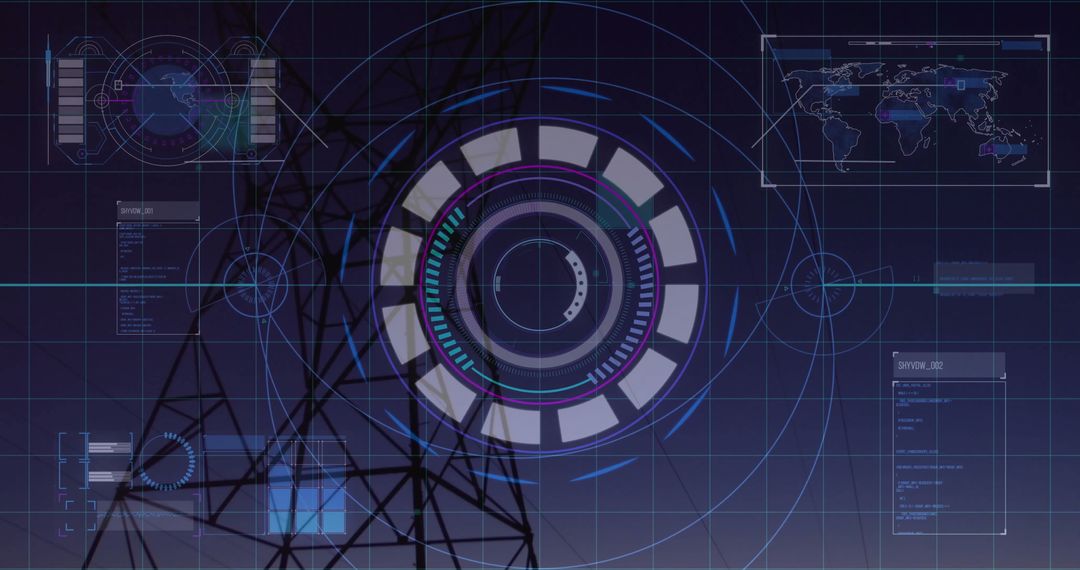 Futuristic Interface with Data Visualization and Digital Globe