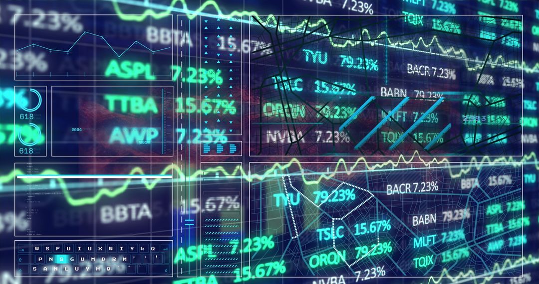 Holographic Digital Stock Market Display with Graphs