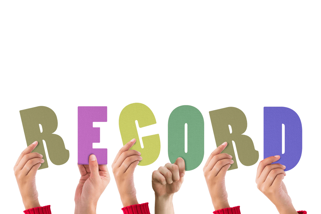 Hands Holding Transparent Letters Spelling Record