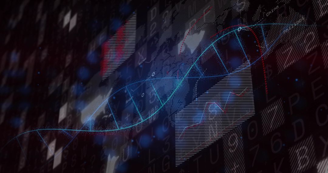 Futuristic DNA Helix in Digital Visualization Environment