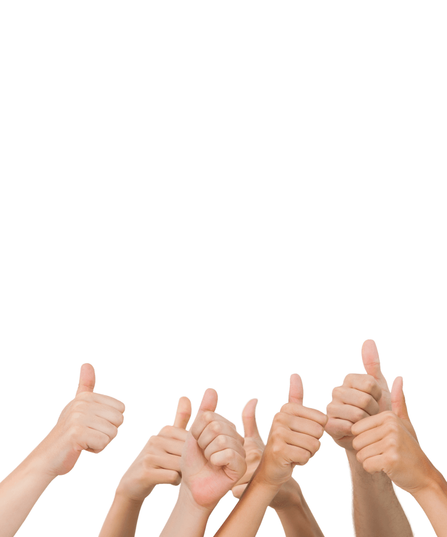 Diverse Hands Giving Thumbs Up Isolated on Transparent Background