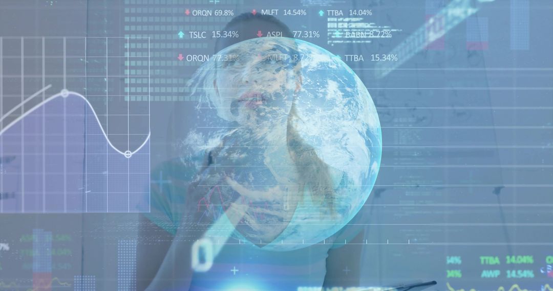 Futuristic Analyst Examining Global Financial Data Analytics