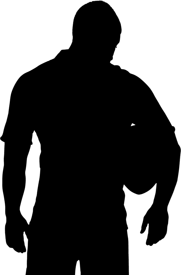 Transparent Rugby Player with Ball Stand in Dynamic Pose