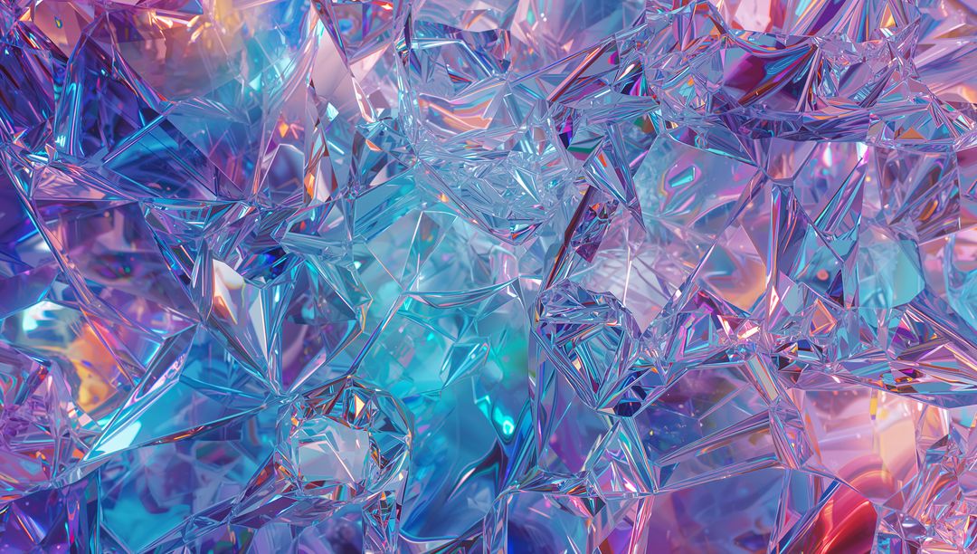 Vibrant Holographic Crystal Structures with Prismatic Lighting