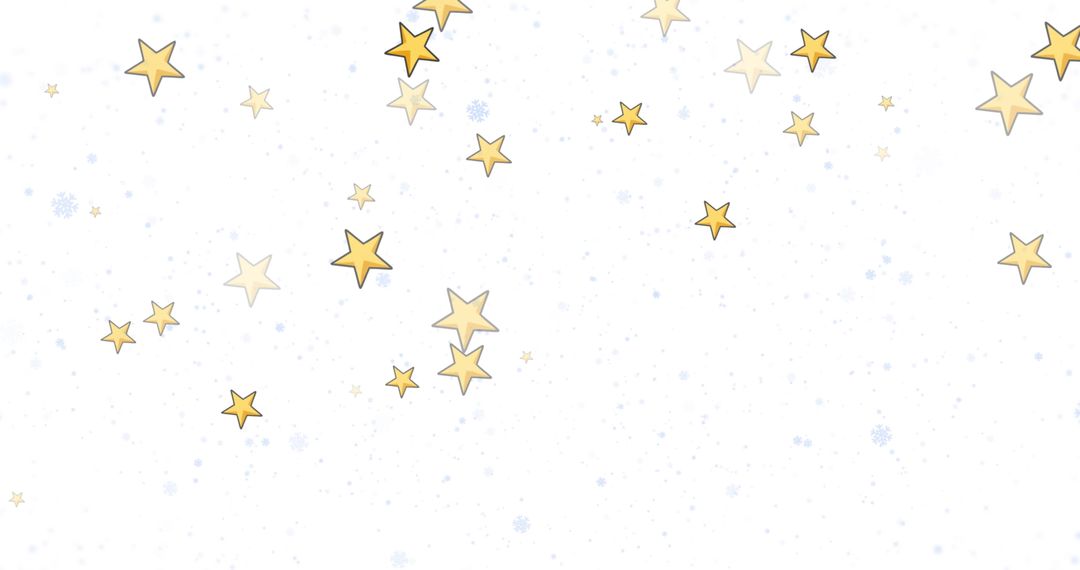 Gold Stars and Snowflakes on White Background for Festive Design