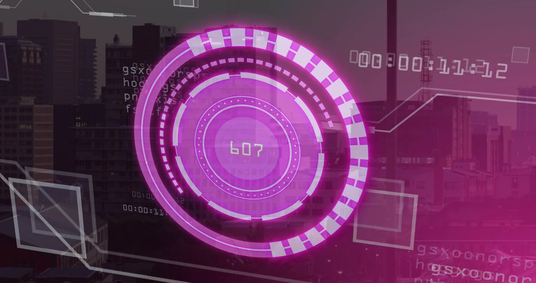 Futuristic Virtual Interface Overlay on City Skyline