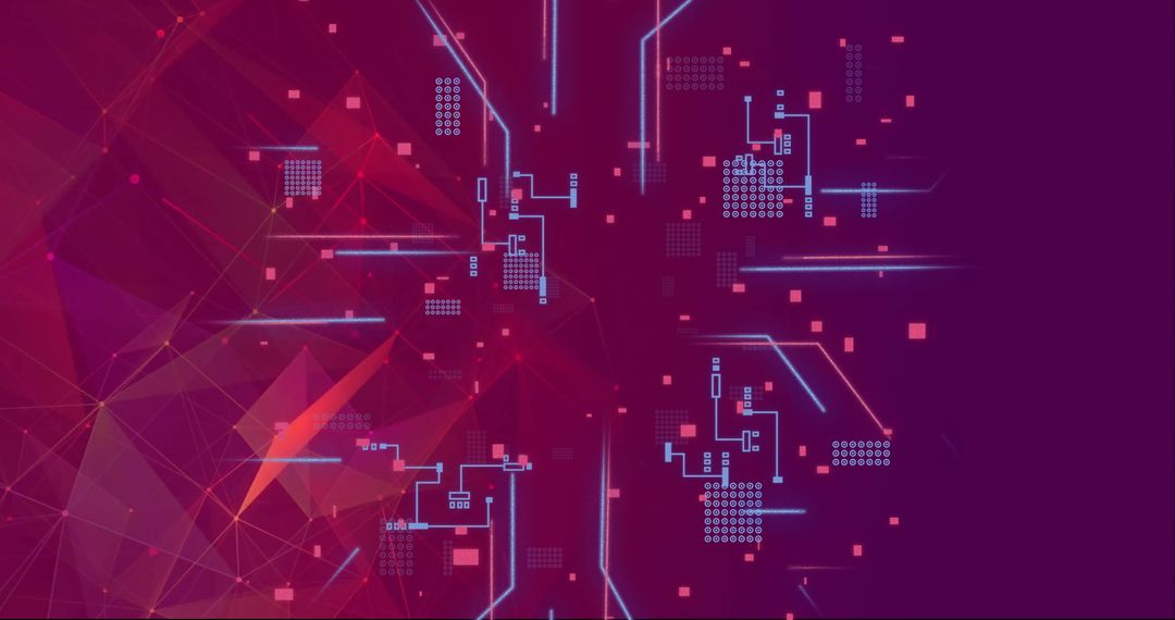 Abstract Digital Circuit Board on Purple Background