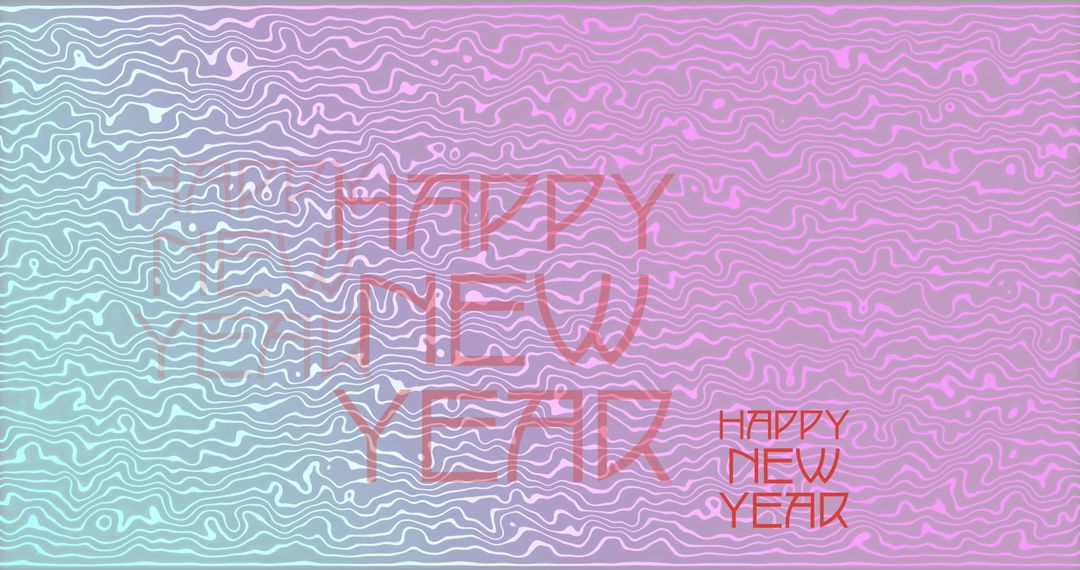 Colorful Happy New Year Banner with Abstract Wave Patterns